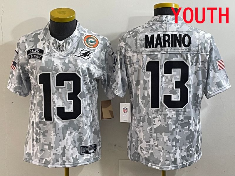 Youth Miami Dolphins 13 Marino Nike Arctic Camo 2025 Salute to Service Limited NFL Jersey style 2